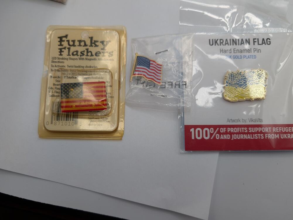 Ukrainian Flag Hard Enamel Pin 24K Gold Plated VikaVita Dissent Pins SET USA